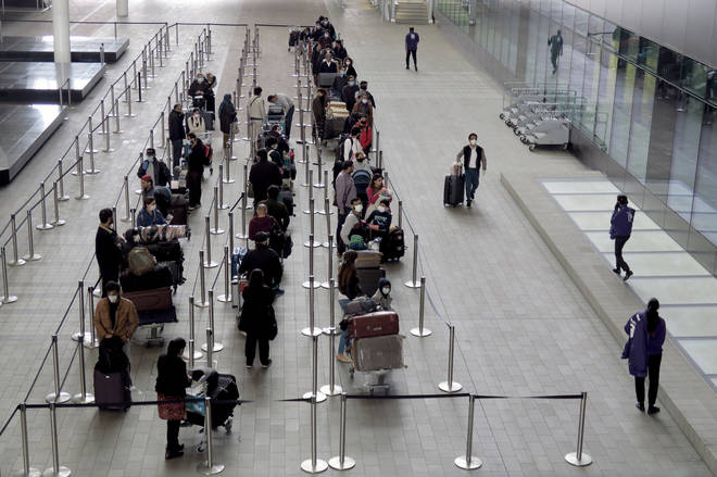 Long queue in airport